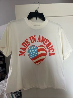 People of leisure- Made in America' Graphic Tee with Red & Blue
